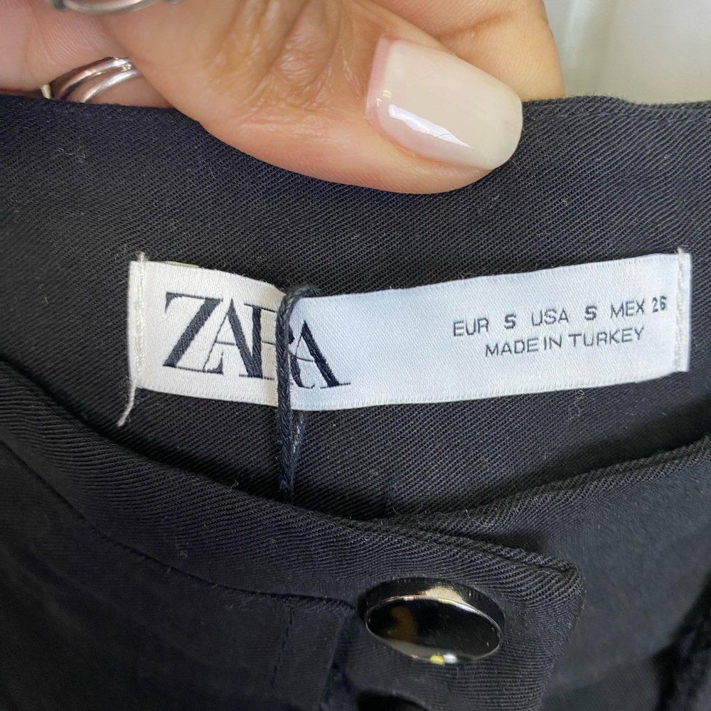 Zara Black Drop Crotch Cargo Jogger Pants NWT Small Utility Pocket - Picture 2 of 15